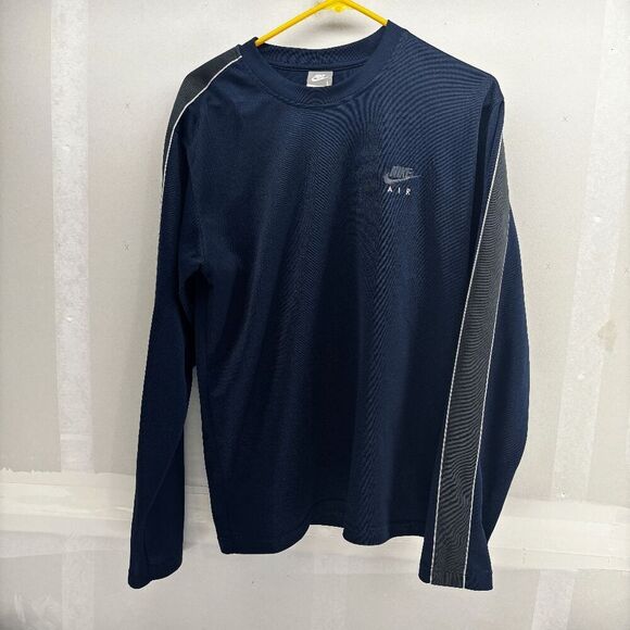 Vintage Nike Air Men's Embroidered Long Sleeve Mesh Tee T-Shirt Size L Navy - Picture 1 of 7